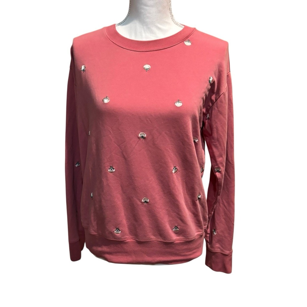 Summersalt Embroidered Floral Sweatshirt‎ XS Pink Long Sleeve Pullover Soft